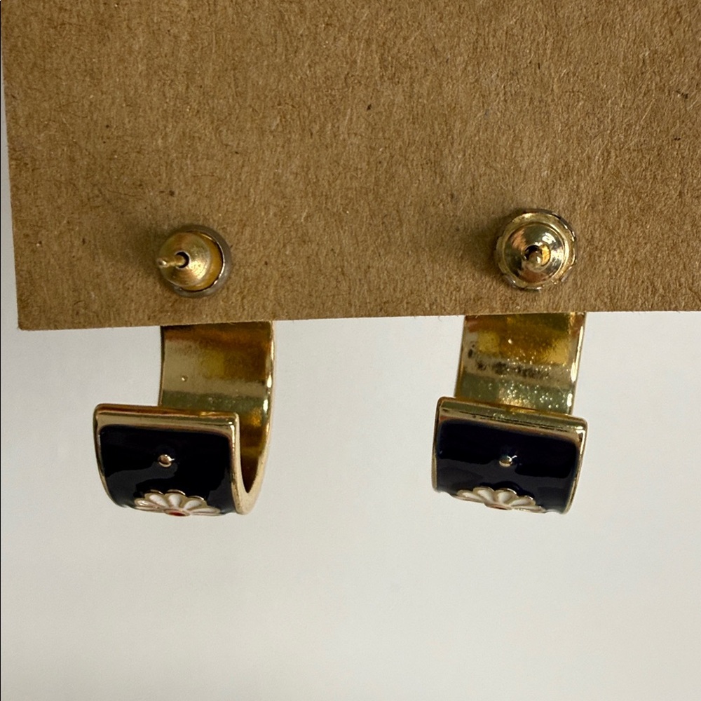Floral Enamel Hoop Earrings - Picture 7 of 7